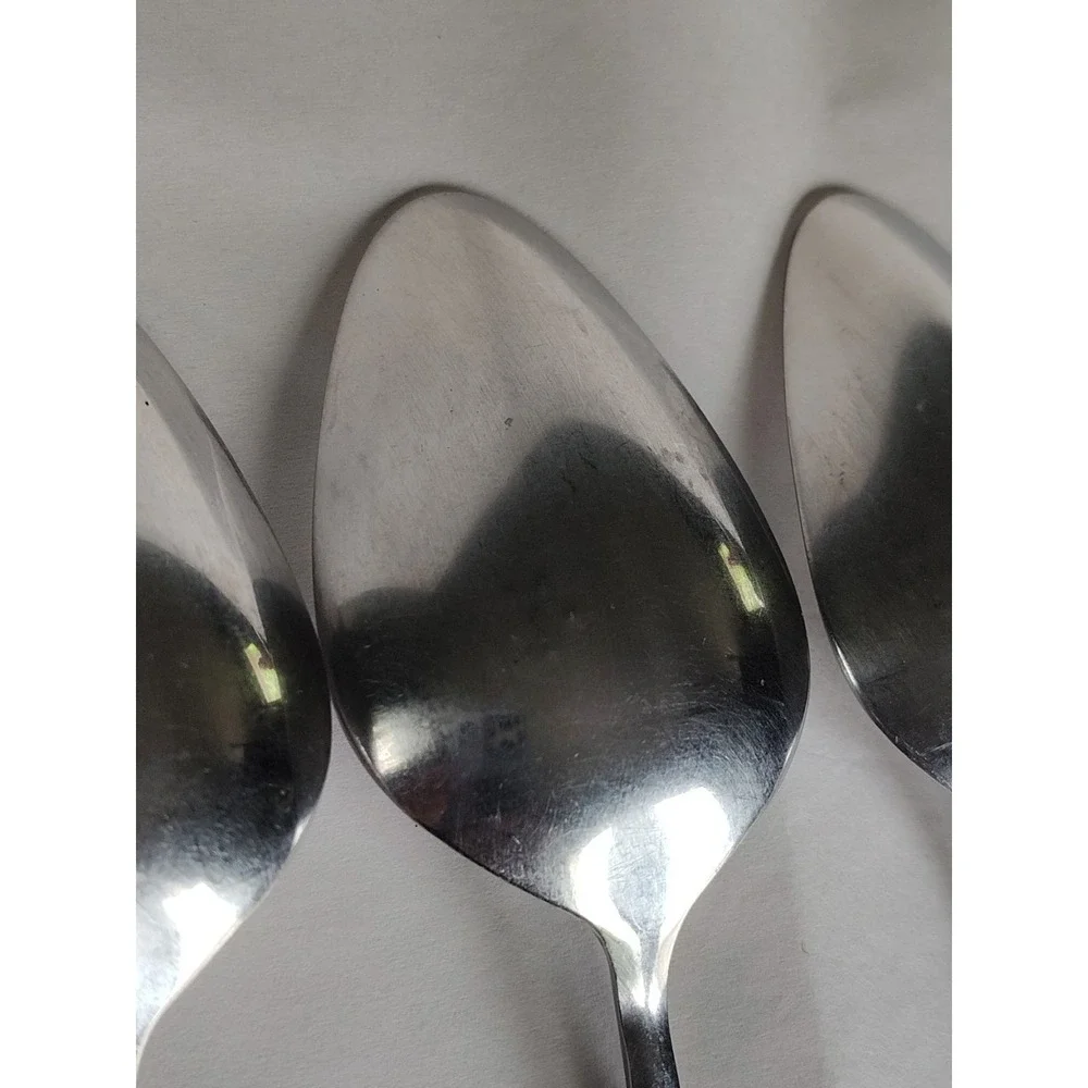 Bamboo Stainless Steel Tablespoons Spoons & Teaspoon Made In Korea Lot Of 5